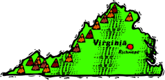 Virginia woodcut map showing location of Richmond