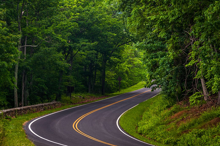 curved road in Shenandoah National Park, Virginia